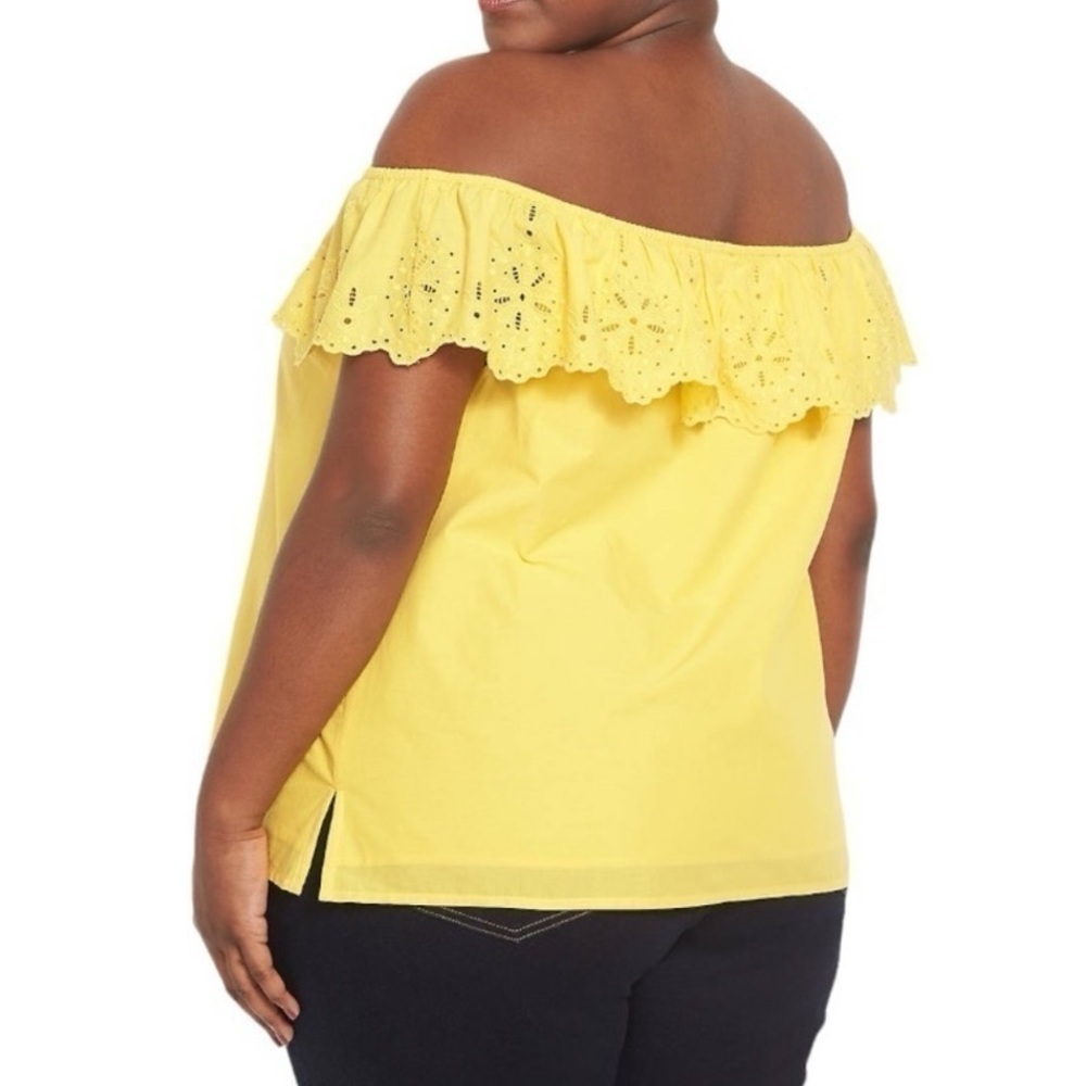 Lane Bryant Off-Shoulder Yellow Eyelet Blouse